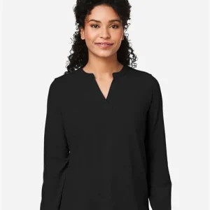 Devon & Jones Women's Raleigh Half-Placket Knit Top Black