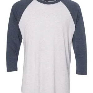 Next Level Unisex Triblend Three-Quarter Raglan Tee Indigo Sleeves/ Heather White Body