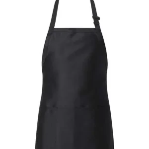 Q-Tees Full-Length Apron with Pouch Pocket Black
