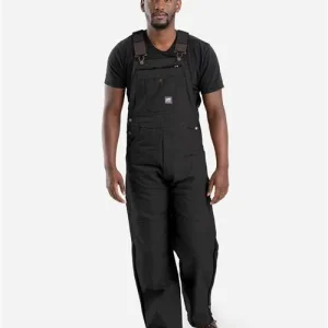 Berne Apparel Men's Slab Unlined Duck Bib Overall Black_32
